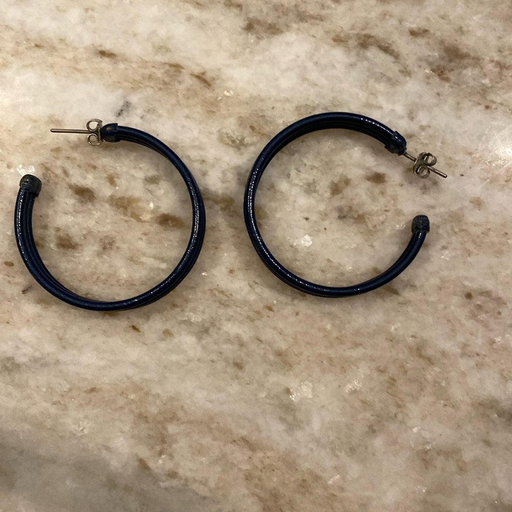 Navy hoop earrings